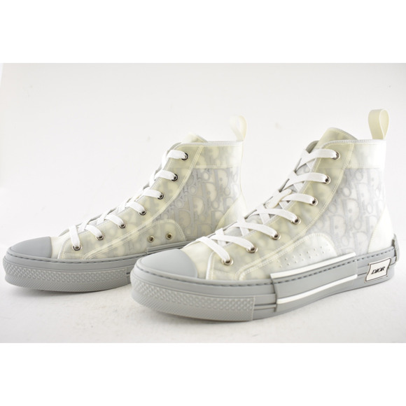 Dior Mens B23 Grey Oblique Logo Transparent High Top Lace Up Flat Sneaker 44 11 - Picture 10 of 12